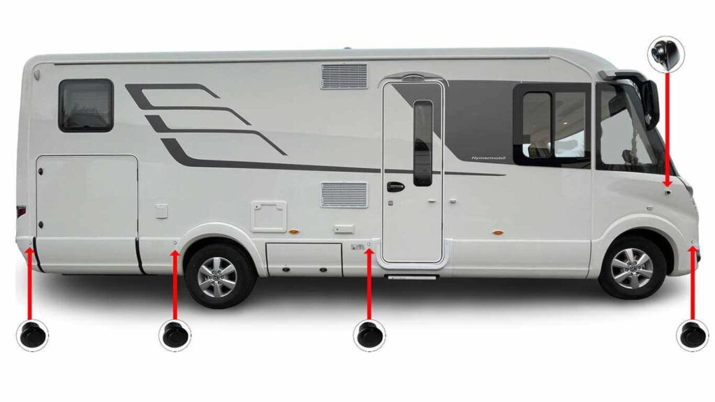 Hymer Mercedes with Deluxe 6 turning assistant and alarm system from MobilWarn