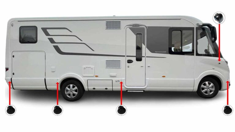 Hymer Mercedes with Deluxe 6 turning assistant and alarm system from MobilWarn